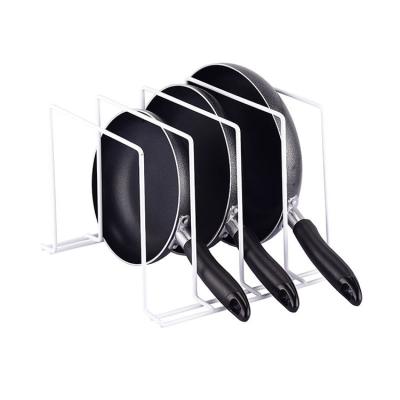 China Fengyue Kitchen Rack Sustainable Iron Cooking Pan Rack Storage Tidy Kichen Pan Holder for sale