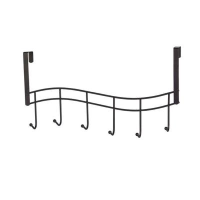 China Contemporary Over The Door Bracket Hook Wall Mounted Metal Iron 6 Hooks Clothes Hnger for sale