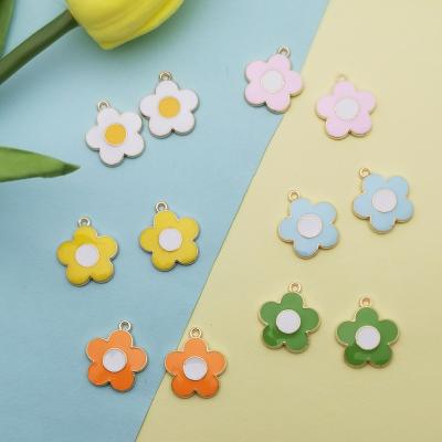 China Cute 19x22mm Enamel Flower Charm For Jewelry Making Fashion Earring Necklace Bracelet Pendant Charms for sale