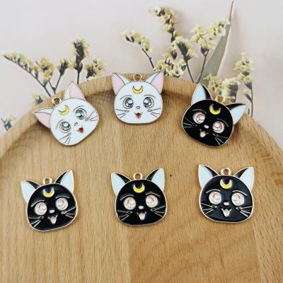 China 22x22mm Cute Enamel Cat Charm For Jewelry Making Cute Earring DIY Charms Bracelet Necklace Pendant Charm for sale