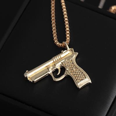 China Hiphop Gun Pendants Necklaces Spear Chain Necklace Mens Hip Hop Jewelry Necklace for sale