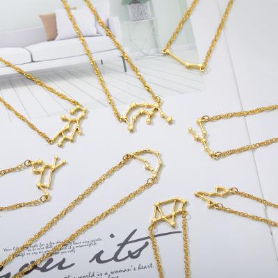 China New FASHIONABLE Gold Silver Color Zodiac Necklace Celestial Jewelry Best Friend Gift Constellation Necklace for sale