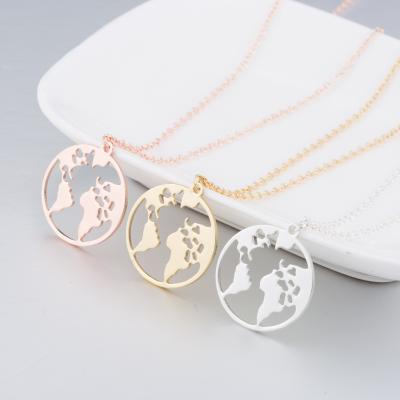 China TRENDY Necklace Women Fashion Necklace Jewelry World Map Geometric Pendant Necklace for sale