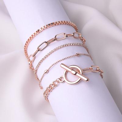 China FASHION Mixed Leaves Letter Infinity Geometric Pentagon Multilayer Shell Chain Bracelet Women Wholesale for sale