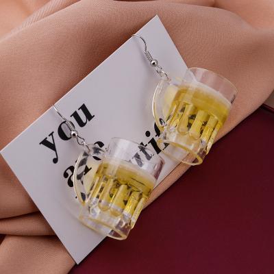 China New FASHIONABLE simulation beer mug earrings shape creative earring for women gift earrings jewelry wholesale for sale