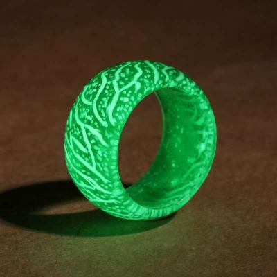 China FASHIONABLE fashion 1cm width ring glowing resin male and female universal couple ring luminous ring for sale