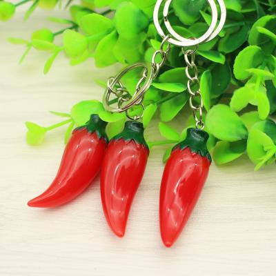 China High Quality Creative Red Fashion Souvenir Gifts Promotion Simulation Key Chain Chili Key Chain Key Ring For Bags Car Accessories for sale