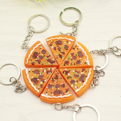 China Souvenir Gifts Promotion Pizza Key Chain PVC Key Chain For Women Bag Charm Key Ring Pendant Gifts Jewelry for sale