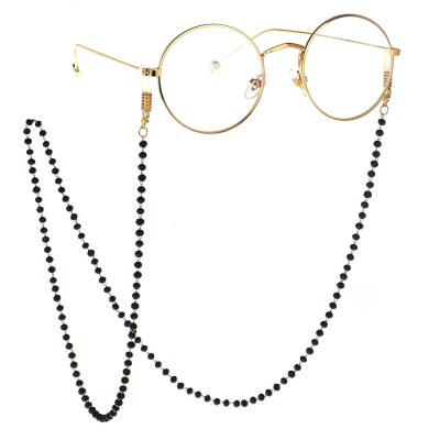 China Fashion Fashoin Fashion Women Men Crystal Black Beads Eyeglasses Necklace Glass Neck Strap Chain Metal Sunglasses Tie Masking Lanyard for sale