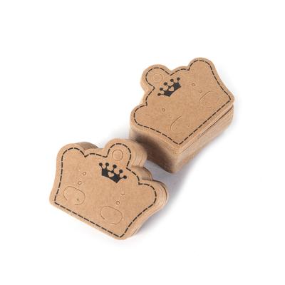 China Jewelry Packaging Handmade DIY Stud Earring Tag Paper Crown Shapes Cute Small Earring Display Packaging Tag Card Customize Logo for sale