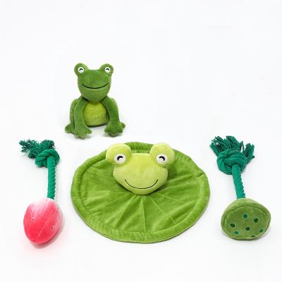 China NEW Amazon Sale Promotion Frog Hot Green Squeaky Dog Toy Soft Animal Custom Lotus Flowers And Pods Avocado Stuffed Dog Bite Plush Toy for sale