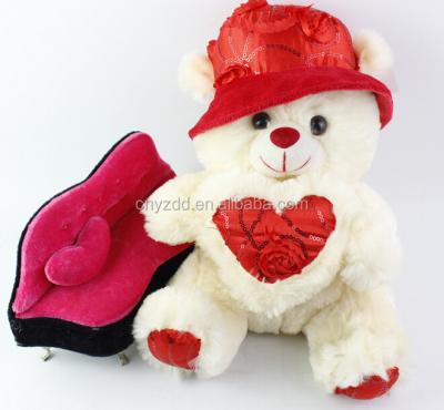 China Stuffed Valentine's Day Plush Toys Teddy Bear With A Heart, Plush Teddy Bear With Heart for sale