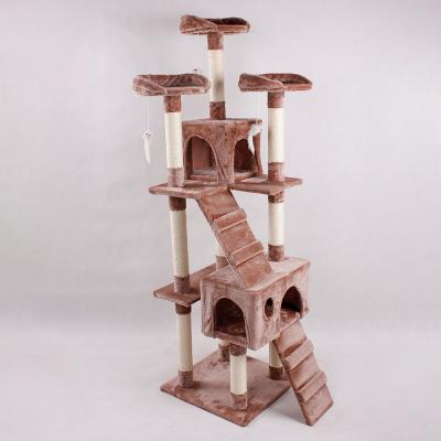 China Sustainable Wooden Large Scratch Tower Diy Luxury Climbing Cat Tree Fashion Scratching Ceiling Post Cat Tree for sale