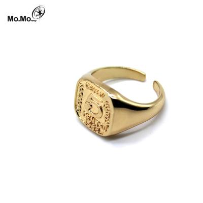 China FASHIONABLE Design Unique 18K Gold Plated Sterling Silver Men Ring Gold Filled Chunky Crescent Ring 925 Band Jewelry for sale