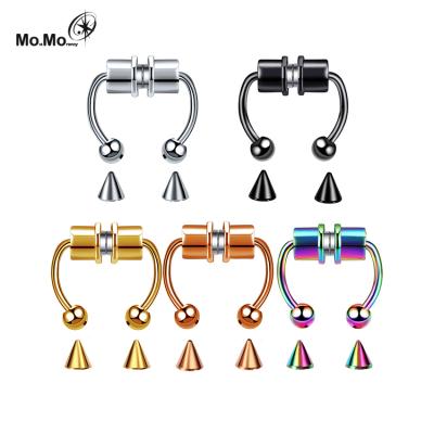 China Fashion Wholesale Industrial Stain Steel Nose Ring Reusable Alloy Horseshoe Faux Non Piercing Nose Jewelry Magnetic Body Nose Piercings for sale