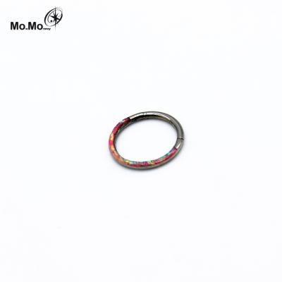 China Titanium Anodized Nose Piercing Ring Body Segment 316L Septum Hinged Hypoallergenic Surgical Steel Comfortable for sale