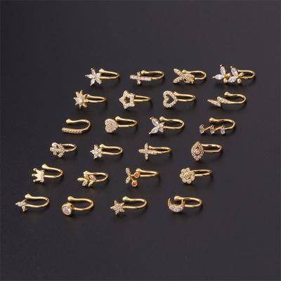 China New Design Eco-Friend Ear Clip Bone Pinna Cute Butterfly Earrings Tiny Nose Clip Earrings Stud For Women for sale