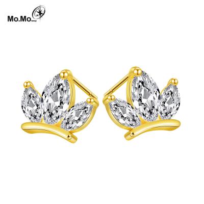 China 2021 FASHIONABLE hot selling high quality Zircon earrings Eco-brass temperament crown earrings for sale