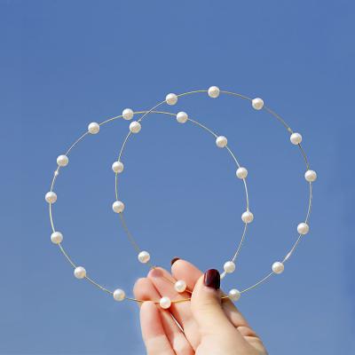 China Romantic Handmade Women Fashion Jewelry 9cm Big Big Artificial Pearl Circle Earrings for sale