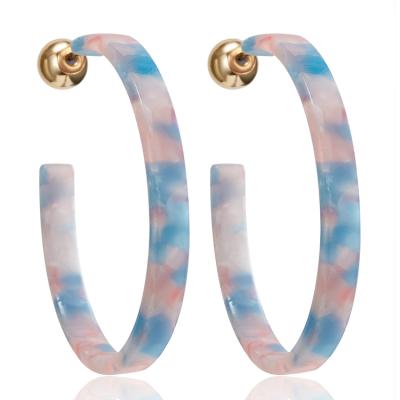 China BOHEMIA Fashion Marble Resin Pattern Floral Leopard C Shape Circle Acetate Acrylic Earrings for sale