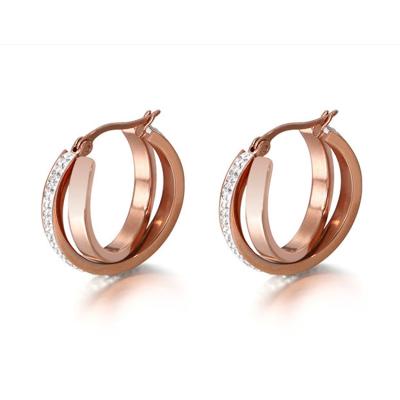 China Europe and America fashion popular exaggerated wire intersect hollow female stainless steel + Zircon earrings for sale