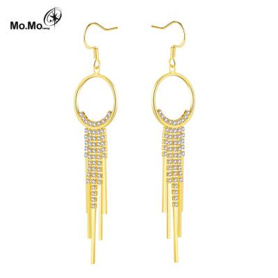 China 2021 Wholesale Fashionable Super Instant Atmosphere High Grade Small Circle Tassel Set Diamond Brass Long Earrings for sale