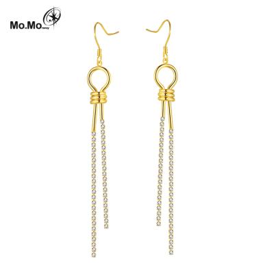 China FASHIONABLE simple long Zircon tassel long Zircon temperament factory direct marketing trend net red personalized earrings for sale