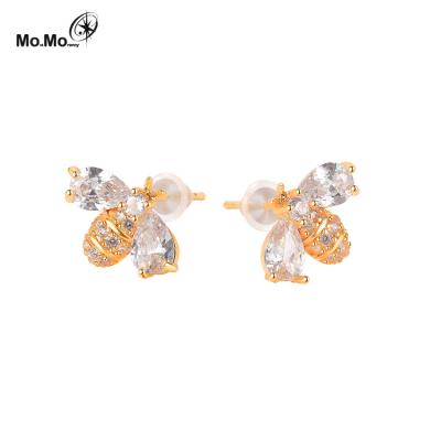 China Fashion Style Stud Bee Earrings KE748 Gold Plating Hot Selling Copper Stud Earrings for sale