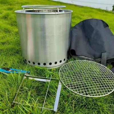 China 304 stainless steel 12.5inch portable outdoor camping fire pit fire pit stainless steel fire pit barbecue wood camping stove for sale