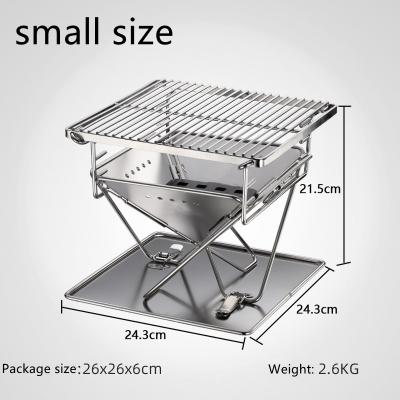 China Outdoor Camping Raising BBQ Grill Stainless Steel Folding Charcoal Moving Camping Wood Burning Ncinerator for sale