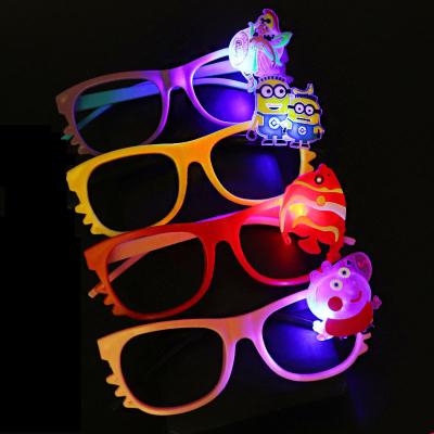 China Eco-Friendly Materials Wholesale Cute Stain Cartoon Glowing Party Glasses Prom Birthday Kids Props Party Creative Instant Glasses for sale