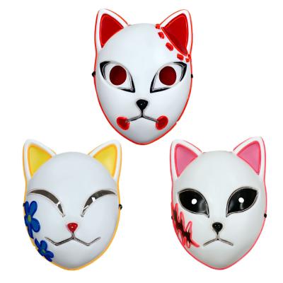 China Halloween Party Plastic PVC Face Mask Anime LED Mask Kamado Tanjirou Sabito Makomo Cosplay For Adult Children for sale