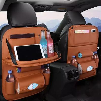 China Space Saving PU Leather Car Back Seat Storage Bag Multi-pocket Car Holder Storage Organizer Suitable For SUV Truck Accessories for sale