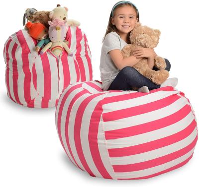 China Amazon Hot Sale Modern Kids Toys Storage Puff Bean Bag Recliner Stripe Design Bean Bag Chair Cover for sale