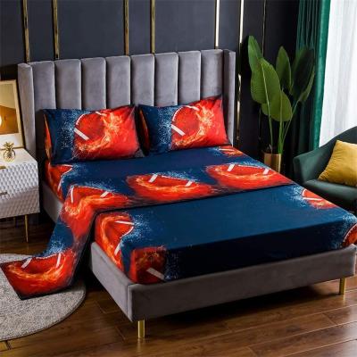 China Hot Selling Bed Sheet 100 Anti-pilling Microfiber 3d Printed Satin Luxury King Size Bedding Set for sale