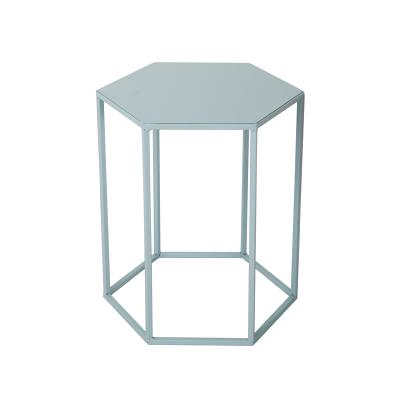 China Colorful Modern Nordic Hexagon Metal Frame Metal Frame Hexagon Shaped Living Room Side Table for sale