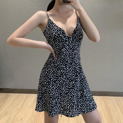 China Anti-Static Summer New Yiyuan 2022 Mini Banded Dress Black Leopard Casual Plus Size Women's Dresses XL 2XL 3XL 4XL 5XL 6XL 7XL for sale