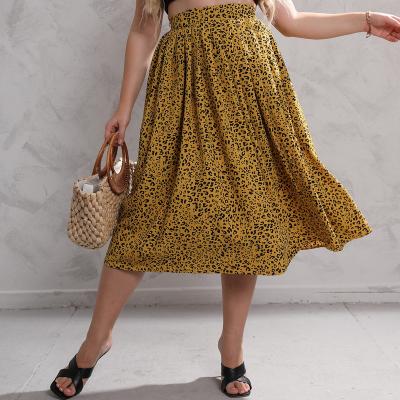 China New Elegant Leopard Yiyuan 2022 Viable Length Zipper A Line Pleated Midi Line Plus Size Women's Dress Borders XL 2XL 3XL 4XL 5XL 6XL 7XL for sale