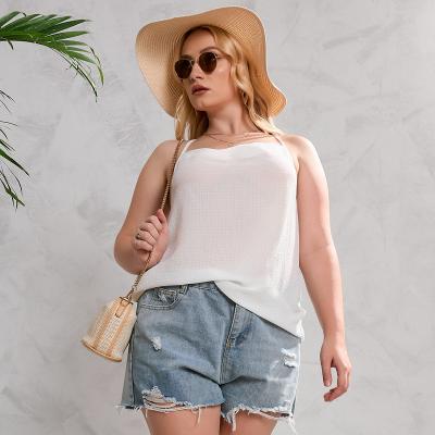 China 2022 Summer Criss-crose Plain Viable Casual Women's White Halter Vest Plus Size Tank Tops And Vests Yiyuan for sale