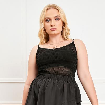 China Yiyuan QUICK DRY 2022 new sexy see through black summer plus size women's tank tops XL 2XL 3XL 4XL 5XL 6XL 7XL for sale