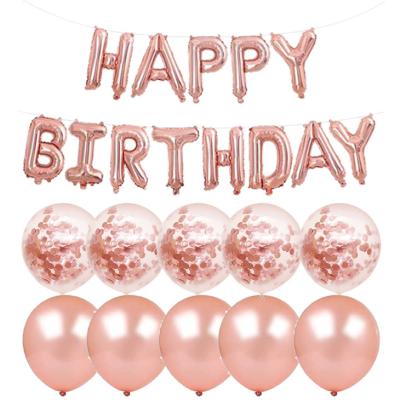 China New design luxury hot sale letter birthday party decoration rose gold balloon letter banner 12 inch balloon for sale