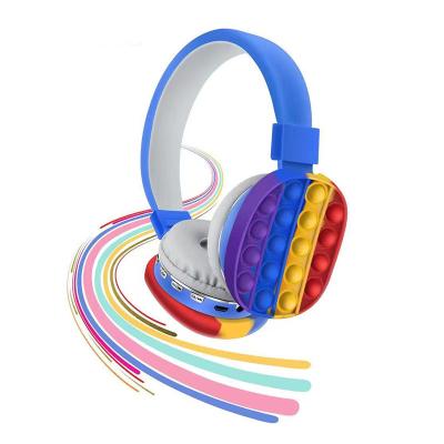 China Hot Selling Silicone Toy Earphone Bubble Toy Sensory Rainbow Head-mounted Stereo Earphone for sale