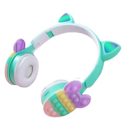 China New Cute Mickey Bubble Card Wireless Headphones Decompression Blt Headphones Cat Ears Glowing Rainbow Perfect Noise Headset for sale