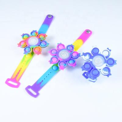 China Silicone Reliever Autism Stress Kids Anti Push Spinner Watch Light Led Pop Bubble Spin Bracelet for sale