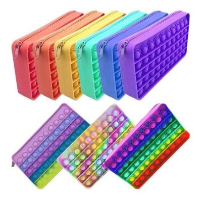 China High Quality Funny Educational Toy Silicone Push Sensory Pencil Case For Fingertip Bubble School Bags for sale