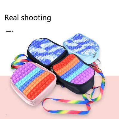 China Amazon Popular Toy Relax School Backpack Bubble Silicone Waterproof Bag Push Popsits Busy Person Game Bag for sale