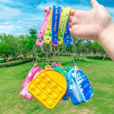 China Silicone Coin Purse Pop It Pinch Reliever Stress Cartoon Silicone Wallets Coin Purse Zipper Push Bubble Anxiety Relief Mini Fidget Toys Coin Purse for sale