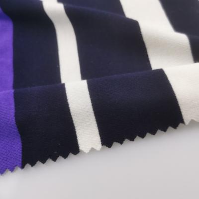 China High quality stripe knitting yarn anti static dyed poly rayon spandex fabric for girl dress for sale