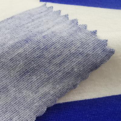 China Single Yarn Pill Polyester Spandex Tank Top Stripe Fabric Dyed Rayon Anti Scratch Shirt Fabric for sale