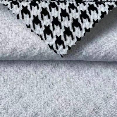 China New fashion anti pill polyester viscose like jacquard spun fabric spandex thousand bird pattern jacquard fabrics for dress and suit for sale